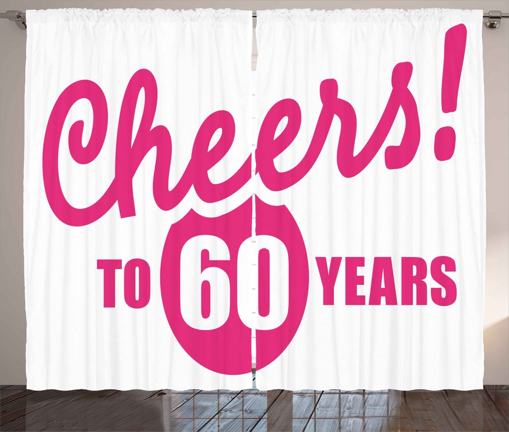 ABAKUHAUS Hot Pink Rustikaler Gardine, Alles gute zum geburtstag cheers, Schlafzimmer Kräuselband Vorhang mit Schlaufen und Haken, 280 x 245 cm, P...