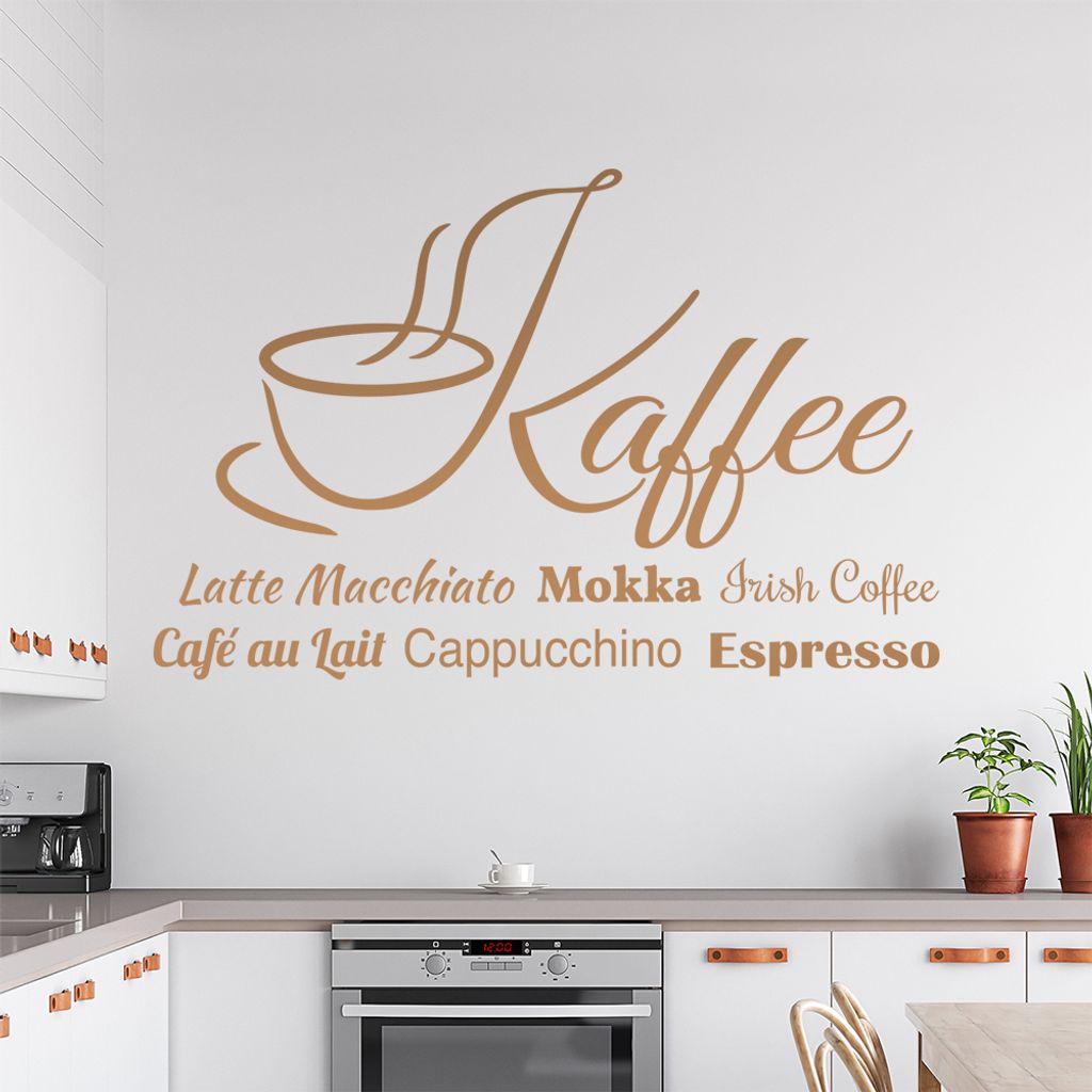Wandtattoo Kaffee Nr. 2 Wandtattoo in 6 Größen - Wandaufkleber Wall Sticker - Dekoration, Küche, Wohnzimmer, Schlafzimmer, Badezimmer