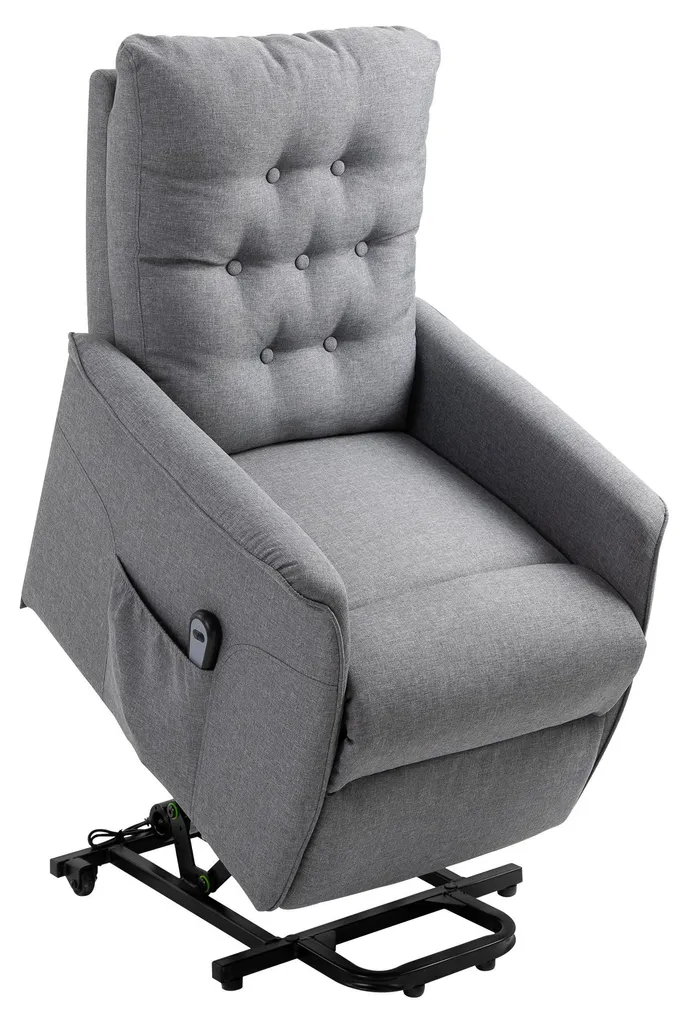 Fauteuil releveur électrique lin gris contre le mal de dos et jambes