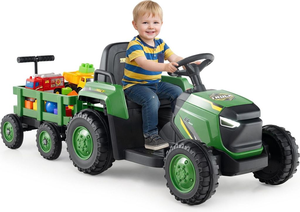 Trattore elettrico per bambini con rimorchio staccabile e Immagine del prodotto 