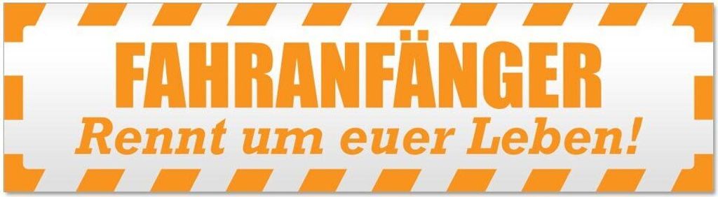 Kiwistar Fahranfänger rennt Leben gestreift Magnetschild Schild magnetisch - 30cm Orange - Magnetfolie für Auto PKW Kfz