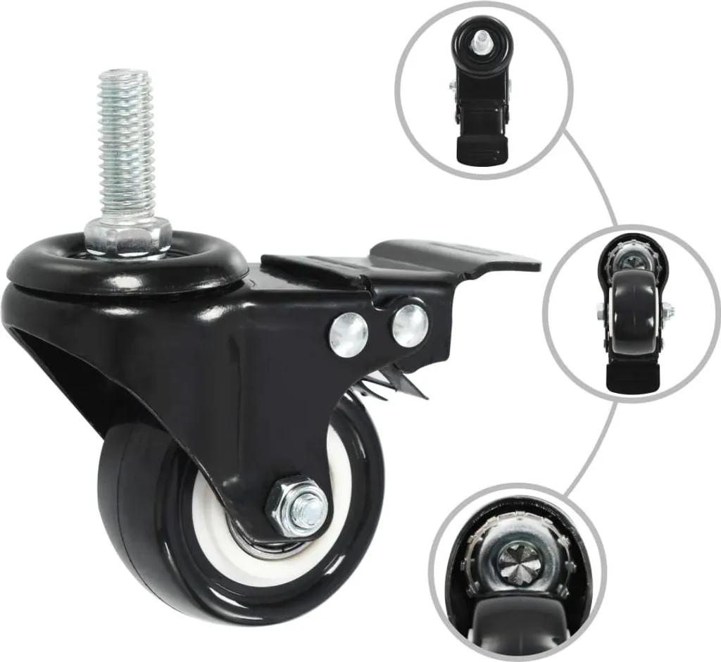 Lot de 12 roues de transport pivotantes 50 mm avec frein de blocage