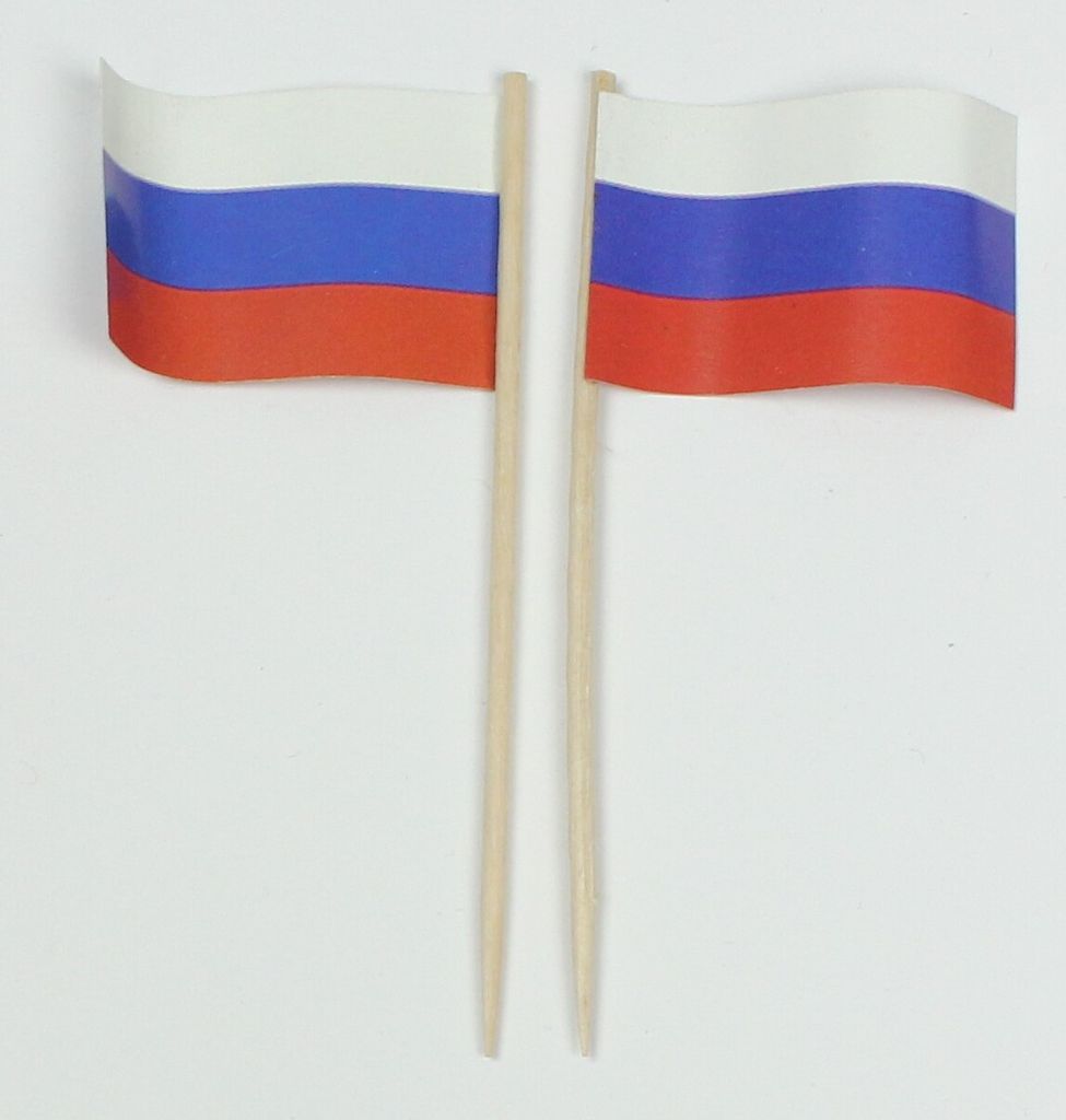 Party-Picker Flagge Russland Papierfähnchen in Spitzenqualität 25 Stück Beutel