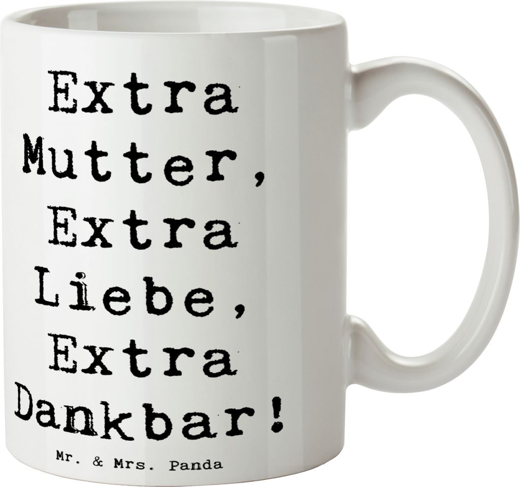 Mr. & Mrs. Panda Kaffeebecher Spruch Bonusmutter Extra Liebe - Weiß - Geschenk, Anerkennung, Familie, Weihnachten, Elternteil, Becher, Teetasse, S...