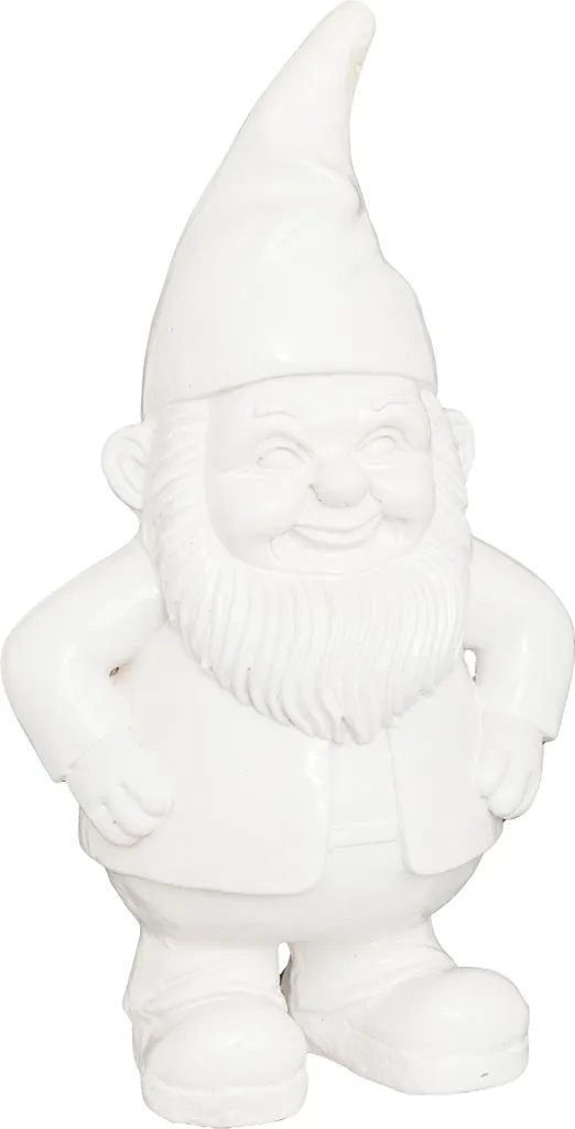 Gnomo da giardino ANAO, statuetta decorativa, 42 cm, bianco