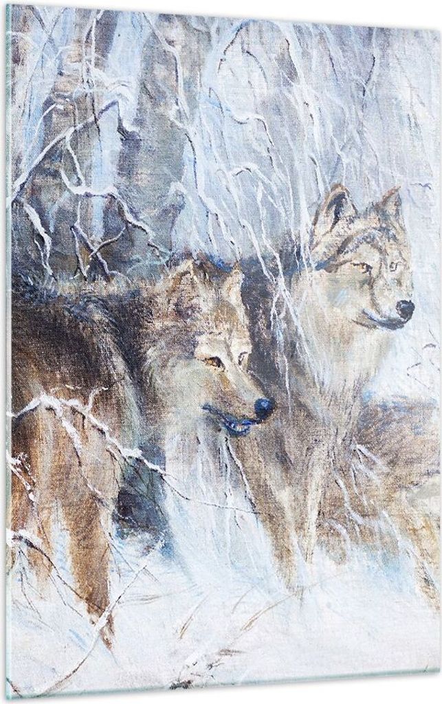 Bilder auf glas - Einteilig - Wolf Tier Wald - 50x70cm - Glasbilder - Wandbilder - Bilder - zum Aufhängen bereit - Wanddekoration aus Glas - Glas ...