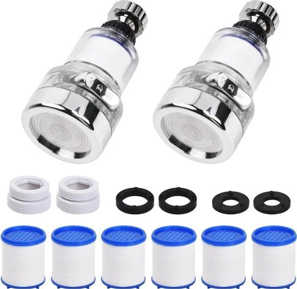 Purificateur d'eau pour robinet rotatif et 6 filtres PP Katun blancs