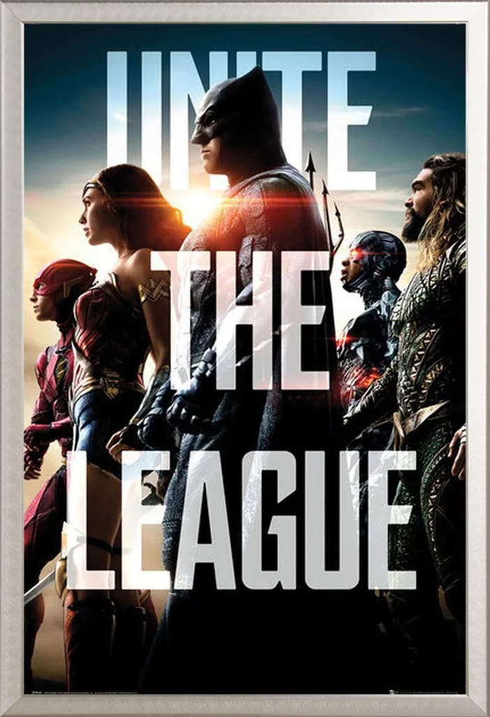 Justice League Poster Maxi con Cornice Shinsuke Alluminio Argento