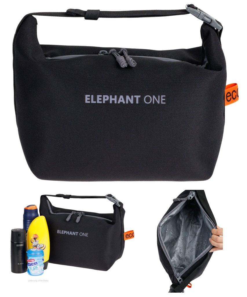 Kulturbeutel Damen Herren große Kulturtasche 6,5L gepolstertes Washbag wasserabweisend Shaving Bag Kosmetiktasche Sauna One ECO 13130 Schwarz Grau +b