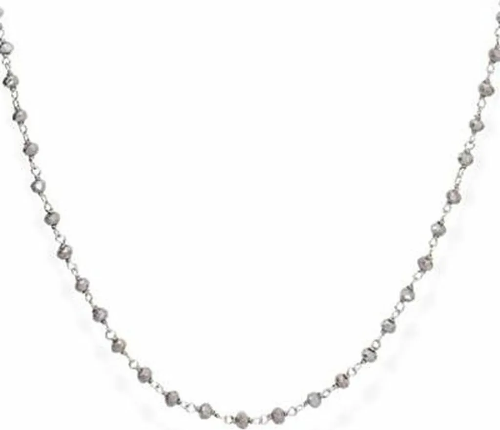 Collier cristaux de fumée et argent Romance CLBF45 haute brillance