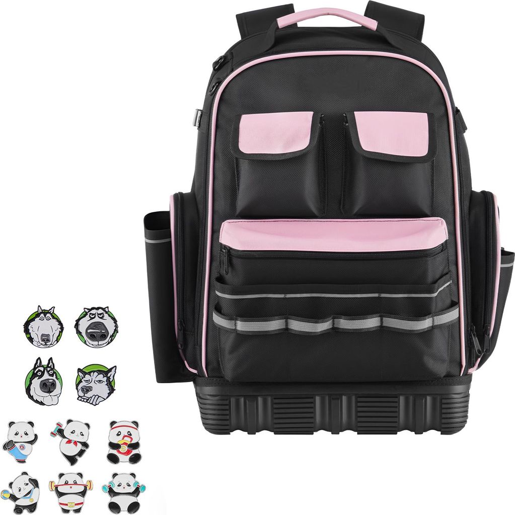 SucceBuy Werkzeugrucksack mit 56 Taschen, Organizer für Werkzeugaufbewahrung, Rucksack mit Laptopfach, ideal für Baustellen, Elektriker, Reparatu...