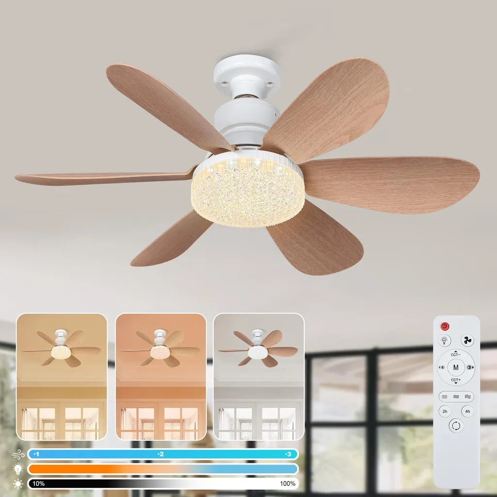 Lampadario Ventilatore E27 Marrone 40W: Design Silenzioso con Telecomando