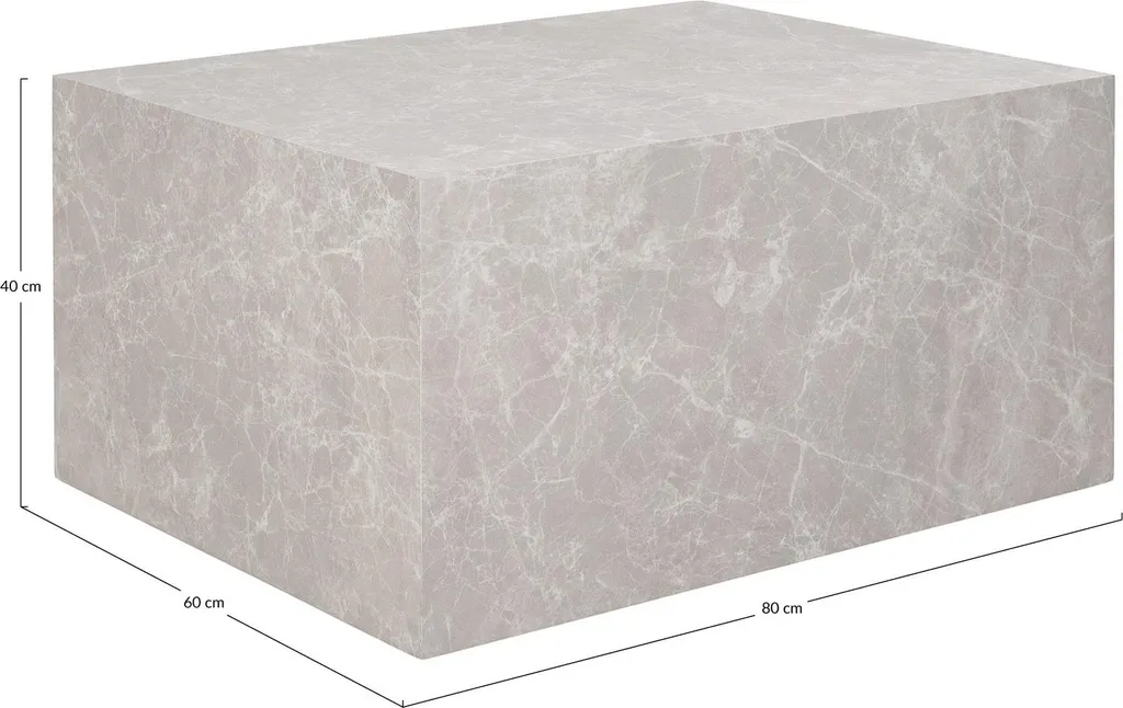 Table basse de salon Lisa Design Pula beige effet marbre - 80 cm - 4