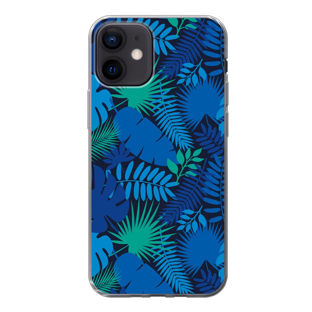 MuchoWow Handyhülle Schutzhülle Hülle für iPhone 12 Tropisch - Design - Blätter Silikon Softcase Handy Hülle - Schutzhülle
