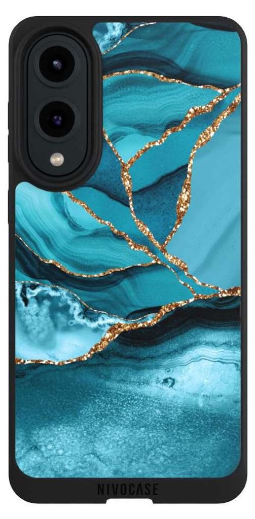 NIVOCASE Handyhülle für Samsung Galaxy S25 Edge Hülle NIVOpure Case Schwarz Edelstein Glitzer Look Marmor