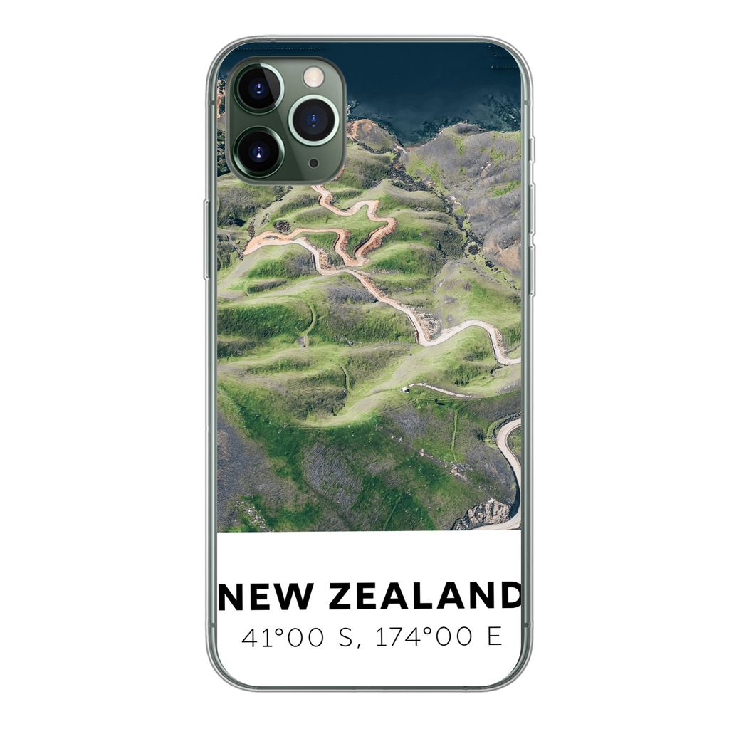 MuchoWow Handyhülle Schutzhülle Hülle für iPhone 11 Pro Max Neuseeland - Wasser - Grün - Strand Silikon Softcase Handy Hülle - Schutz
