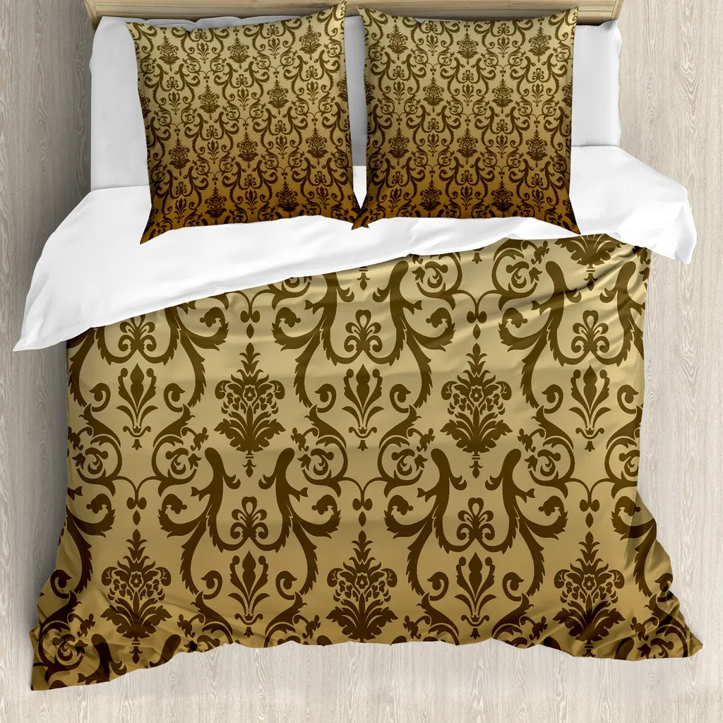 Set Copripiumino Matrimoniale Vintage ABAKUHAUS Marrone e Tan Vittoriano