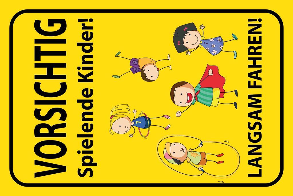 vianmo Holzschild 30x20 cm VORSICHT Spielende Kinder LANGSAM FAHREN