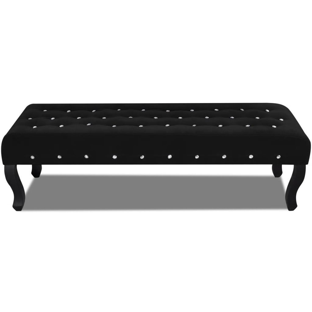 vidaXL Banc Tissu de velours noir avec boutons de cristal Image du produit 
