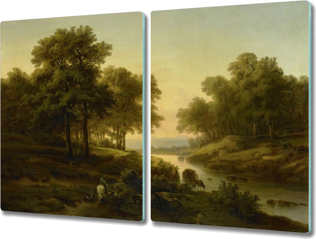Coloray Küchenbrett Kochplattenabdeckung Hackbrett Schneidebrett Herdabdeckplatte 2x40x52 cm - Landschaft Fluss Wald Natur