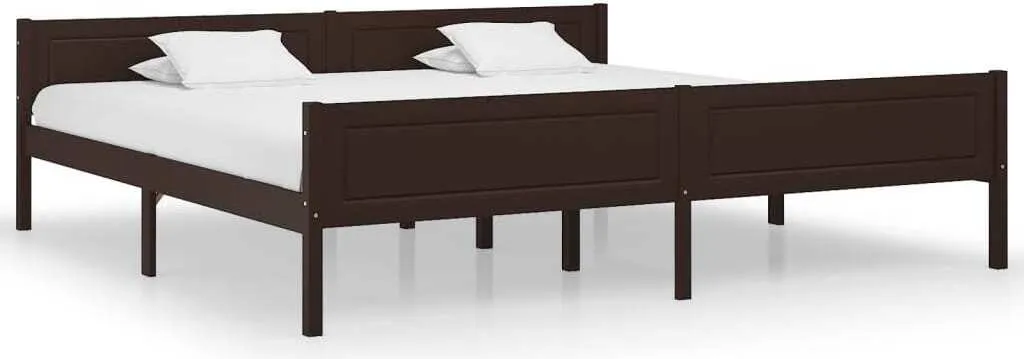 Cadre de lit en pin massif marron foncé 200x200 cm - Structure solide