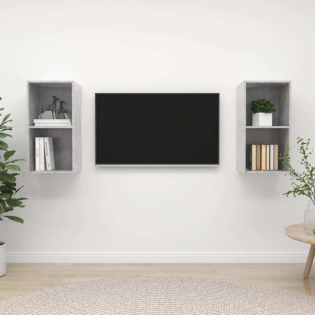 Maison Exclusive - TV-Wandschränke 2 Stk. Betongrau Holzwerkstoff