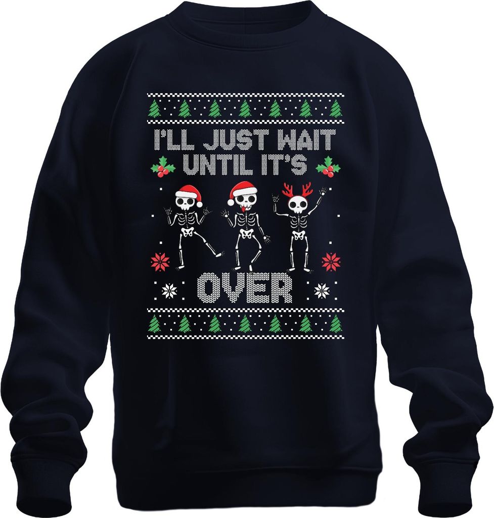 I'll Just Wait Until It's Over Anti-Christmas - Weihnachten Weihnachtsgeschenk Ugly Sweater Uni Weihnachtspullover, Navy, XL