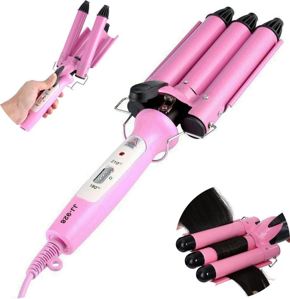 Damen Lockenstab 3 Fässer Welleneisen Lockenwickler Schnelles Styling Werkzeug