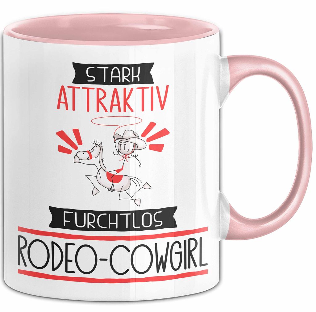 Rodeo-Cowgirl Tasse Geschenk Becher Stark Attraktiv Furchtlos Rodeo-Cowgirl Lustige Geschenkidee (Rosa)