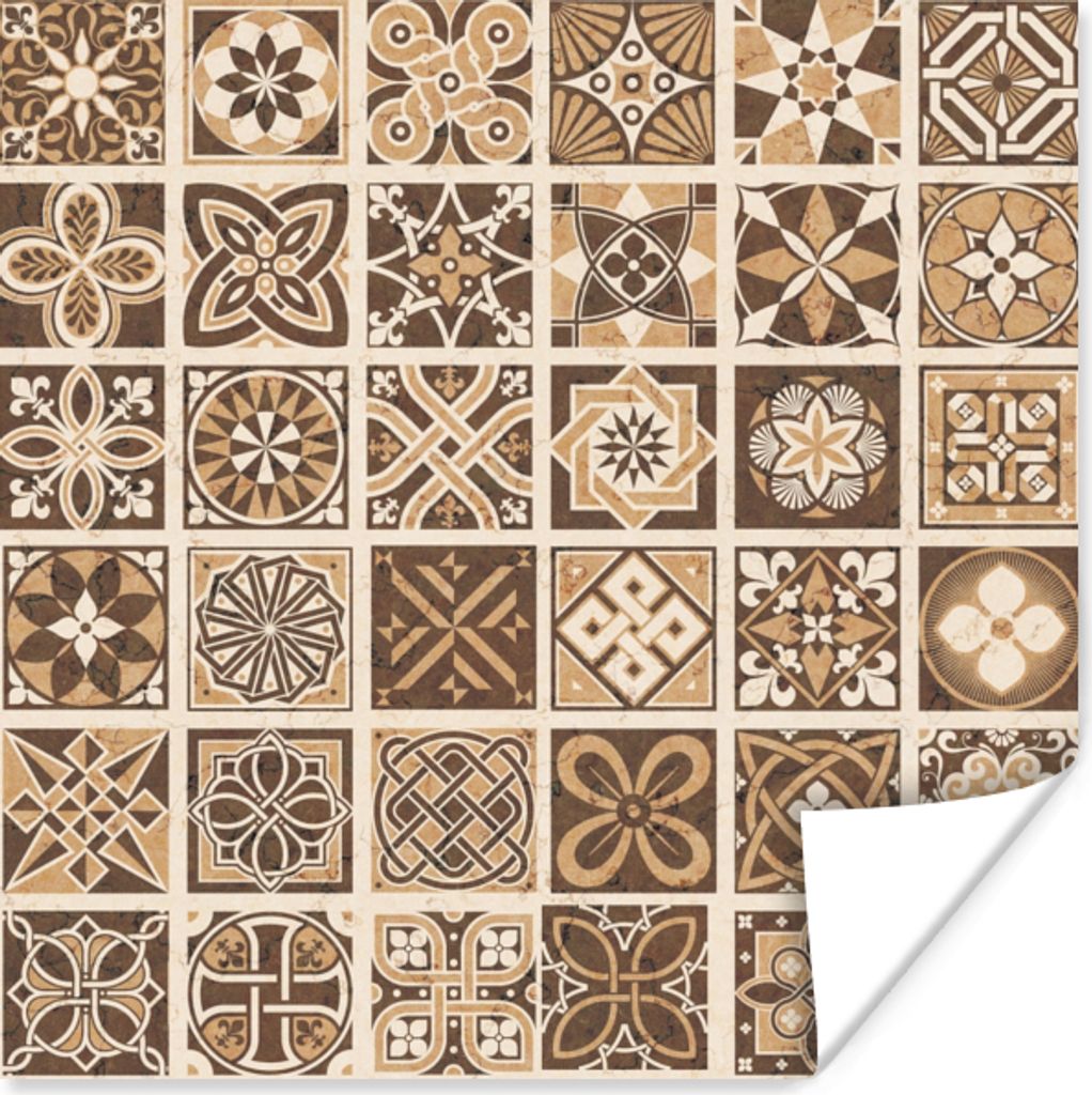 MuchoWow Poster Design - Blumen - Braun - Natur - Vintage 75x75 cm - Wand Dekoration