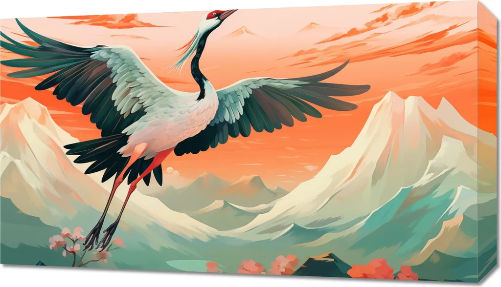 Tableau Zen Grue en pleine floraison Image 70x40 cm pour la Chambre