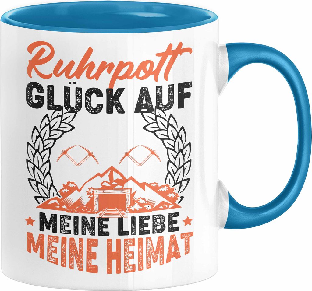 Ruhrpott Tasse Geschenk Glück Auf Meine Liebe Meine Heimat Essen Duisburg Bochum Dortmund Oberhausen Hagen Städte Tassen (Blau)