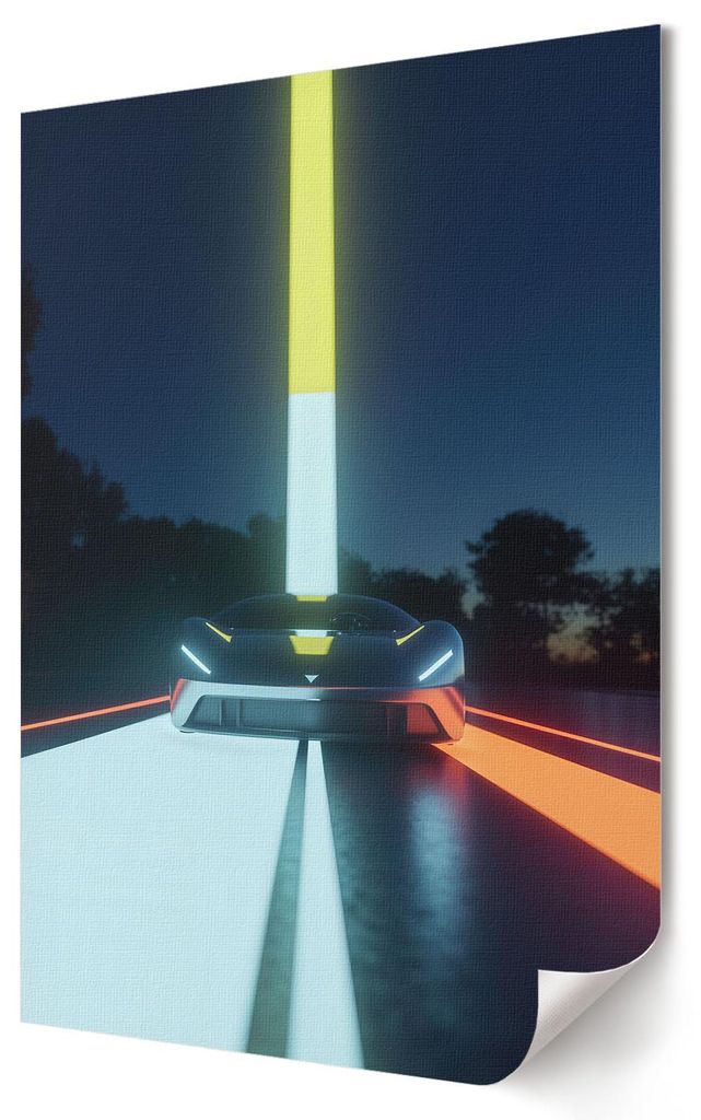 Futuristisches Auto- Kunstdruck A3 (29x42 cm) - Popkultur, futuristisch, Popkultur- Wandbild für Wohnzimmer Schlafzimmer & Flur, Modernes Poster W...