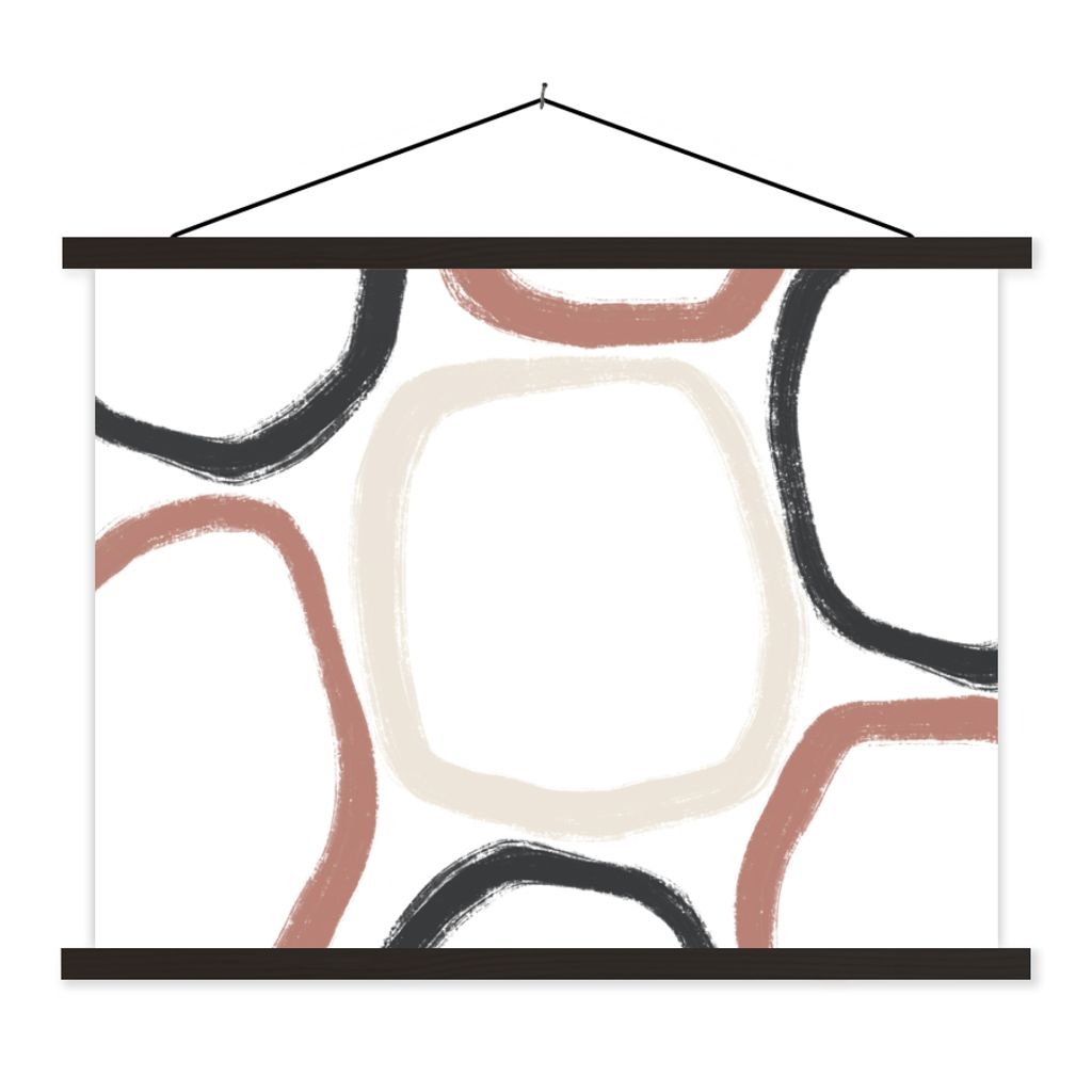 MuchoWow Textilposter Minimalismus - Geometrische Formen - Pastell - Muster 150x113 cm mit schwarzem Rahmen - Wohnzimmer