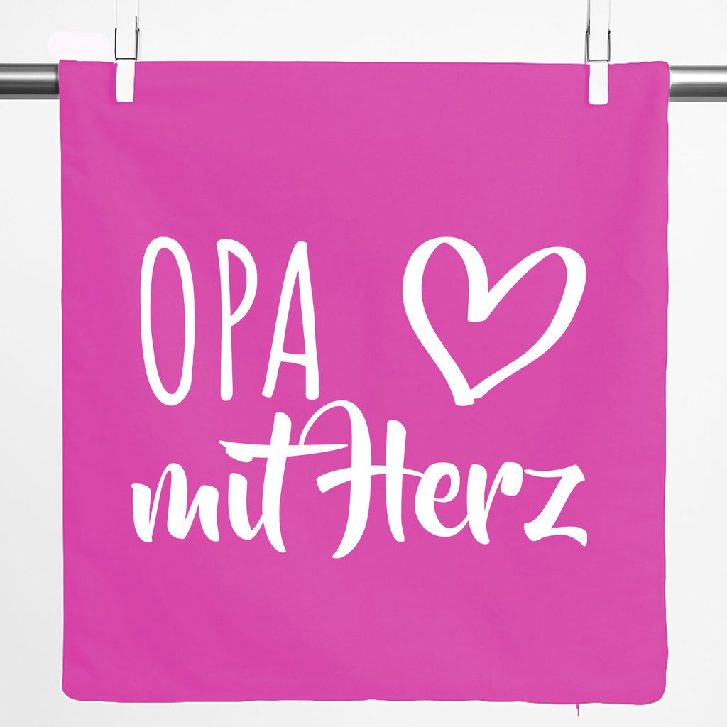 Huuraa Kissenbezug Opa mit Herz 40x40cm Fuchsia Baumwolle Dekokissenbezug Geschenkidee