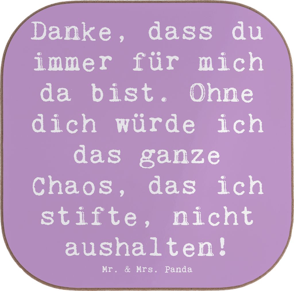 Mr. & Mrs. Panda Untersetzer für Gläser Spruch Dankbarkeit für Freundschaft - Lavendeltraum - Geschenk, Tischuntersetzer, Zitat, echte, Gefühl,...