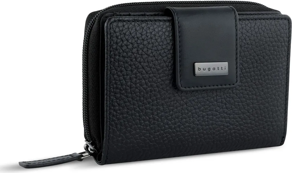 Regala un Bugatti: Portafoglio Donna in Pelle Nera con Zip RFID