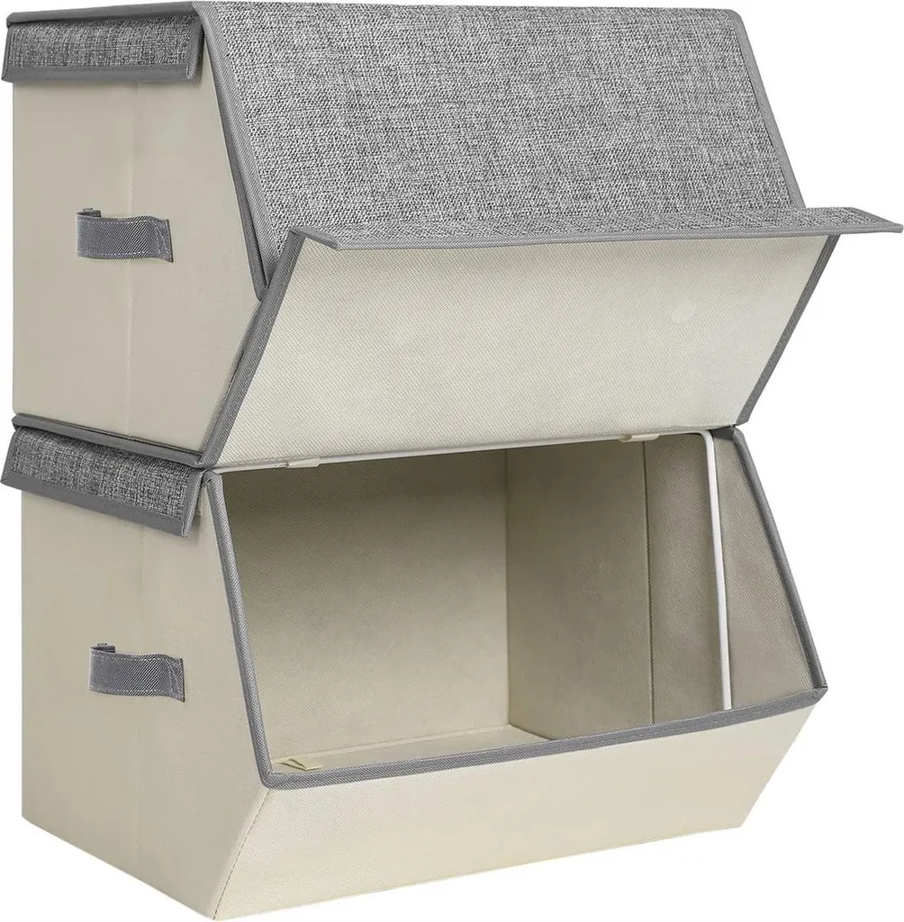 Gagner de la place avec ces boîtes de rangement pliables beige x2