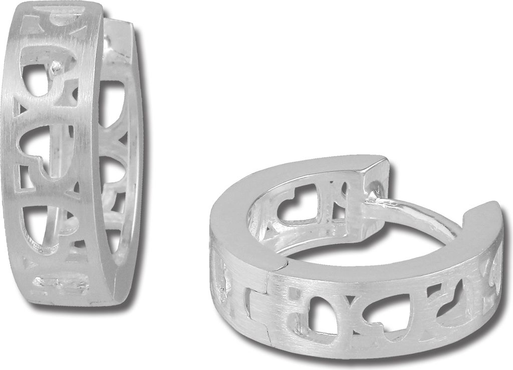 SilberDream Creolen für Damen 925 Sterling Silber Muster Ohrringe 15mm SDO376M