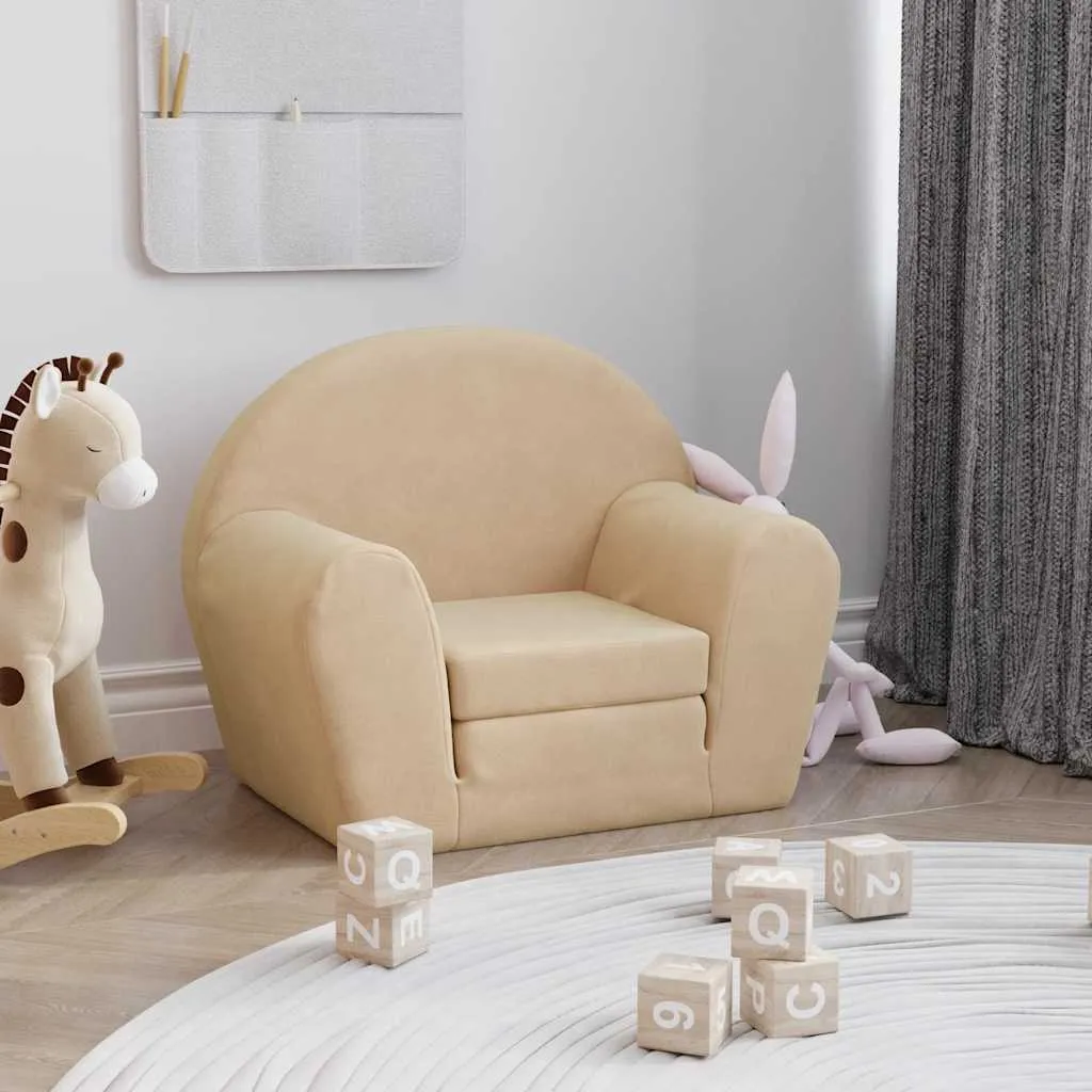 Divani per Bambini Octo6782411 | Divano Letto Peluche Crema Morbido