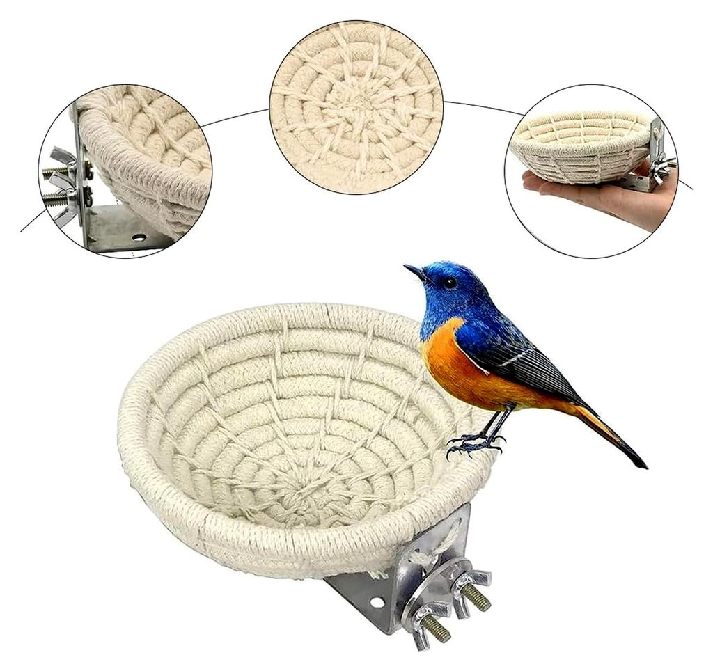 Vogelnest aus Baumwollseil, handgewebte Vogelhäuser, Brutnest für Wellensittiche, Meisen, Spatzen und andere kleine Vögel
