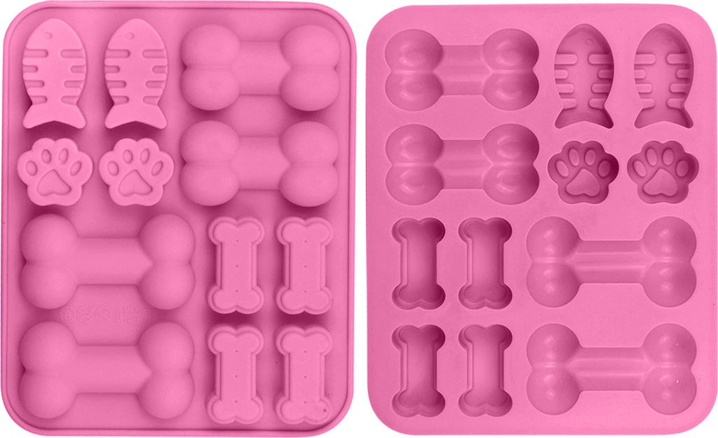 Silikonform mit 12 Mulden, Knochen, Fisch, Katze, Pfotenabdruck, antihaftbeschichtet, lebensmittelecht, leicht zu lösen, DIY-Backform für Fondant...