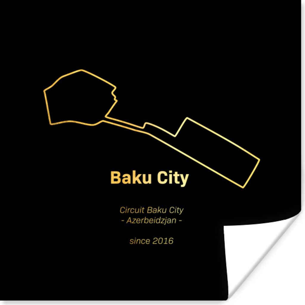 MuchoWow Poster Formel 1 - Baku - Rennstrecke 75x75 cm - Wand Dekoration