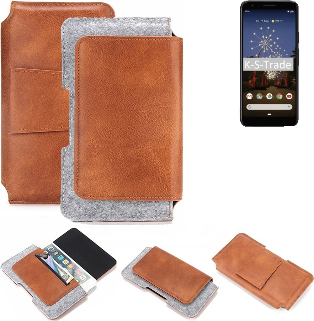 K-S-Trade Handyhülle Schutzhülle kompatibel mit Google Pixel 3a Gürteltasche Holster Gürtel Tasche Smartphone Tasche Handy Hülle Polyurethan+ ...
