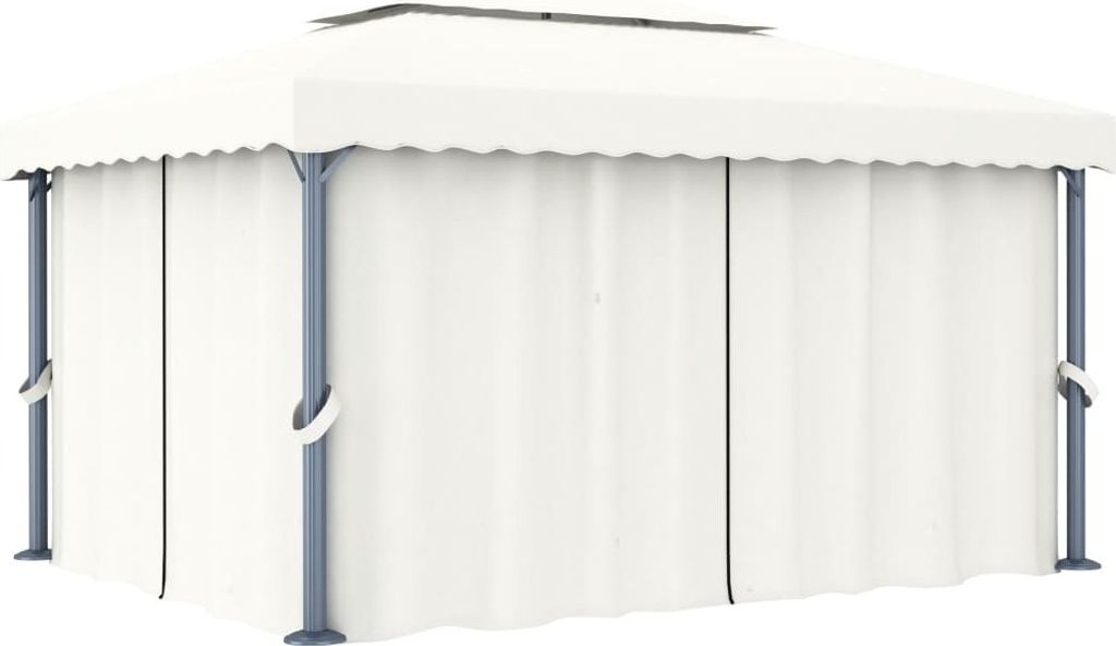 Pavillon mit Vorhang 4x3 m Cremeweiß Aluminium
