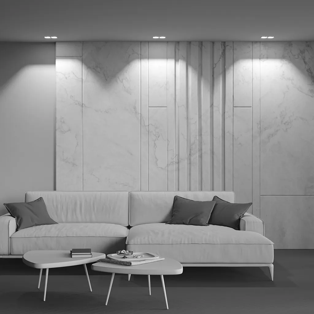 Double projecteur LED encastrable rectangulaire blanc pour intérieur