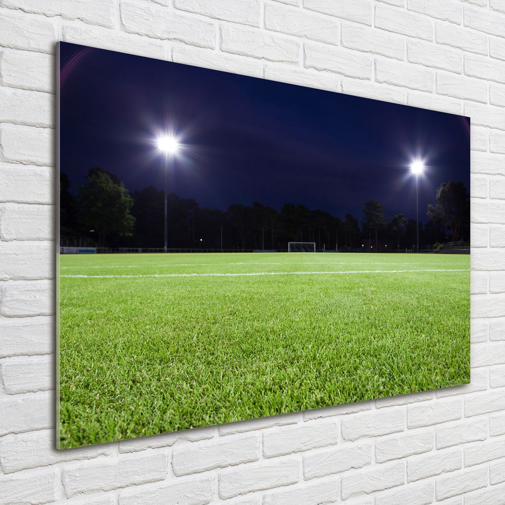 Tulup Glas-Bild - 100 x 70 - Wandbild aus Glas - Wandkunst - Wandbild hinter gehärtetem Sicherheitsglas - Sport - Fußballrasen - Grün