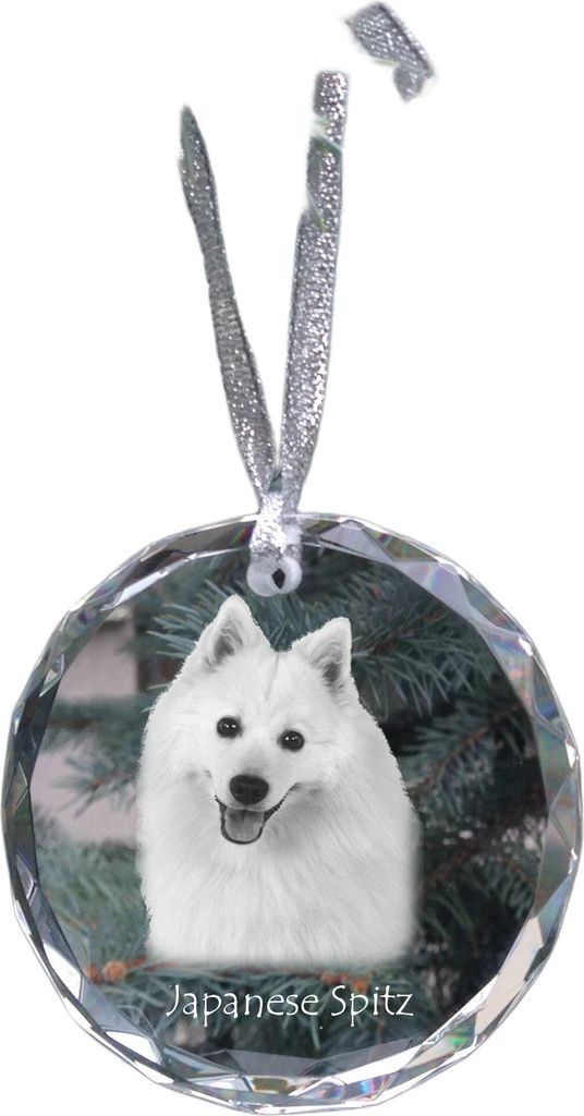 Japan-Spitz, Japanischer Spitz, Nihon Supittsu - Kristallkugel mit Foto, Hundebild im Kristall, personalisierter Christbaumschmuck von Art-Dog.