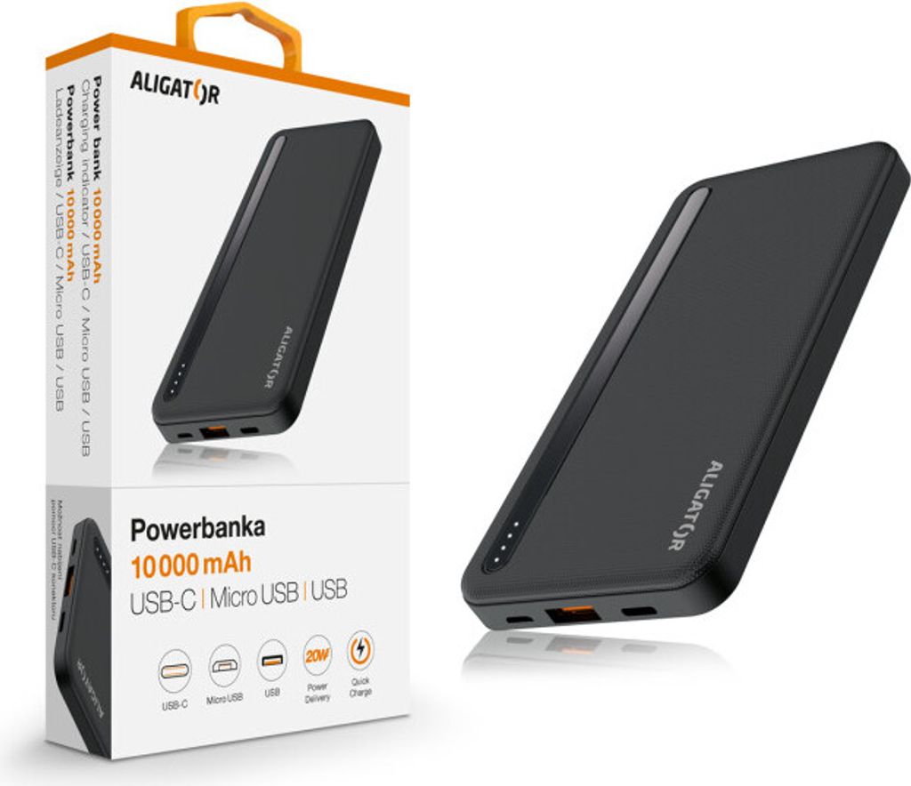 Aligator PBAL1050, 10000 mAh, Lithium Polymer (LiPo), Schwarz