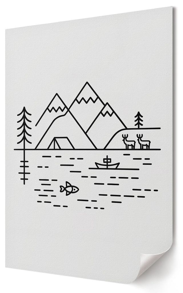 Berglandschaft- Kunstdruck A3 (29x42 cm) - Modern, ausdrucksstark, geometrisch- Wandbild für Wohnzimmer Schlafzimmer & Flur, Modernes Poster Wandd...